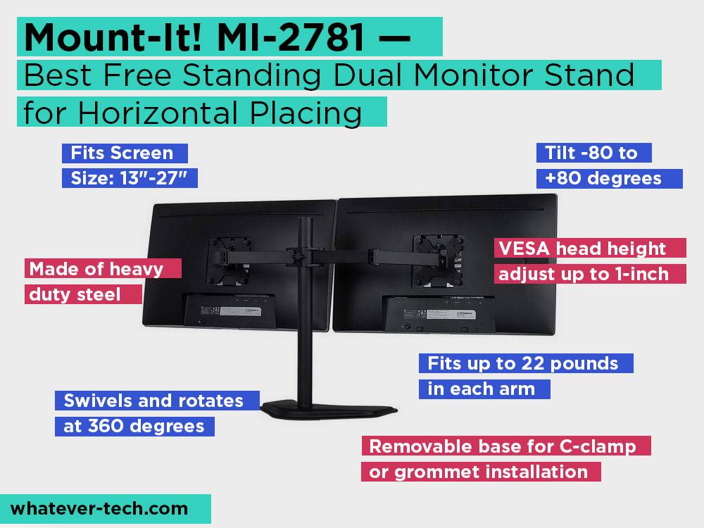 Mount-It! MI-2781 Review, Pros and Cons. Check our Best Free Standing Dual Monitor Stand for Horizontal Placing 2018