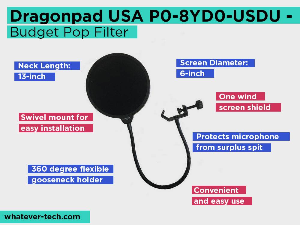 Dragonpad USA P0-8YD0-USDU Review, Pros and Cons. Check our Budget Pop Filter 2018