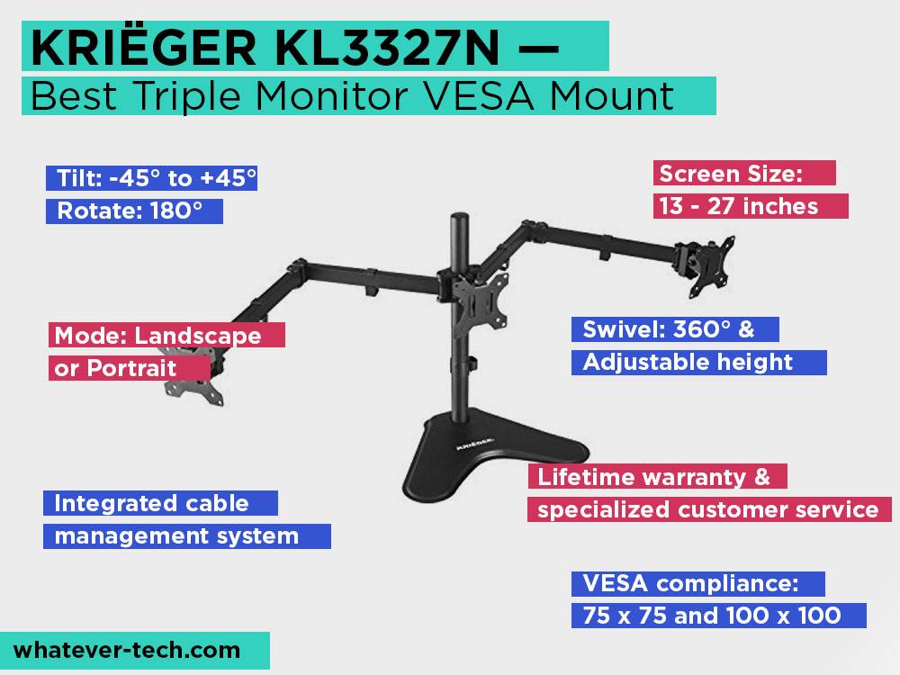 KRIËGER KL3327N Review, Pros and Cons. Check our Best Triple Monitor VESA Mount 2018