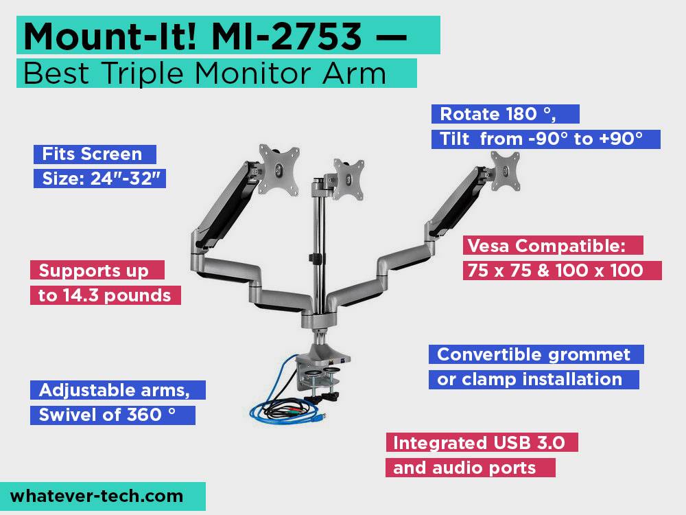 Mount-It! MI-2753 Review, Pros and Cons. Check our Best Triple Monitor Arm 2018